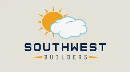 Southwest Builders logo featuring a sun and cloud, representing custom outdoor construction and patio cover expertise.