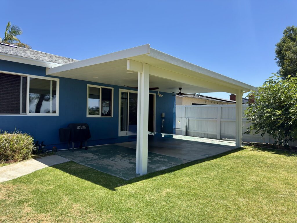 Southwest Builders - insulated Alumawood patio cover with LED lights and ceiling fans in Bay Ho, San Diego, CA